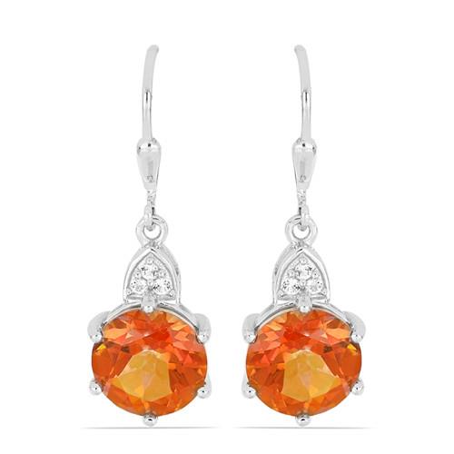 7.72 CT PADPARADSCHA QUARTZ STERLING SILVER EARRINGS #VE030390